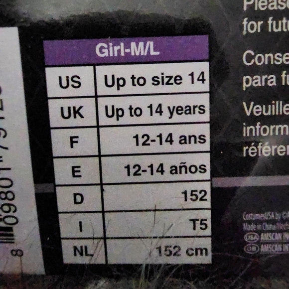 NWT Storybook Dark Riding Hood Long Sleeve Top Child M/L Wolf Halloween Costume - Picture 7 of 7